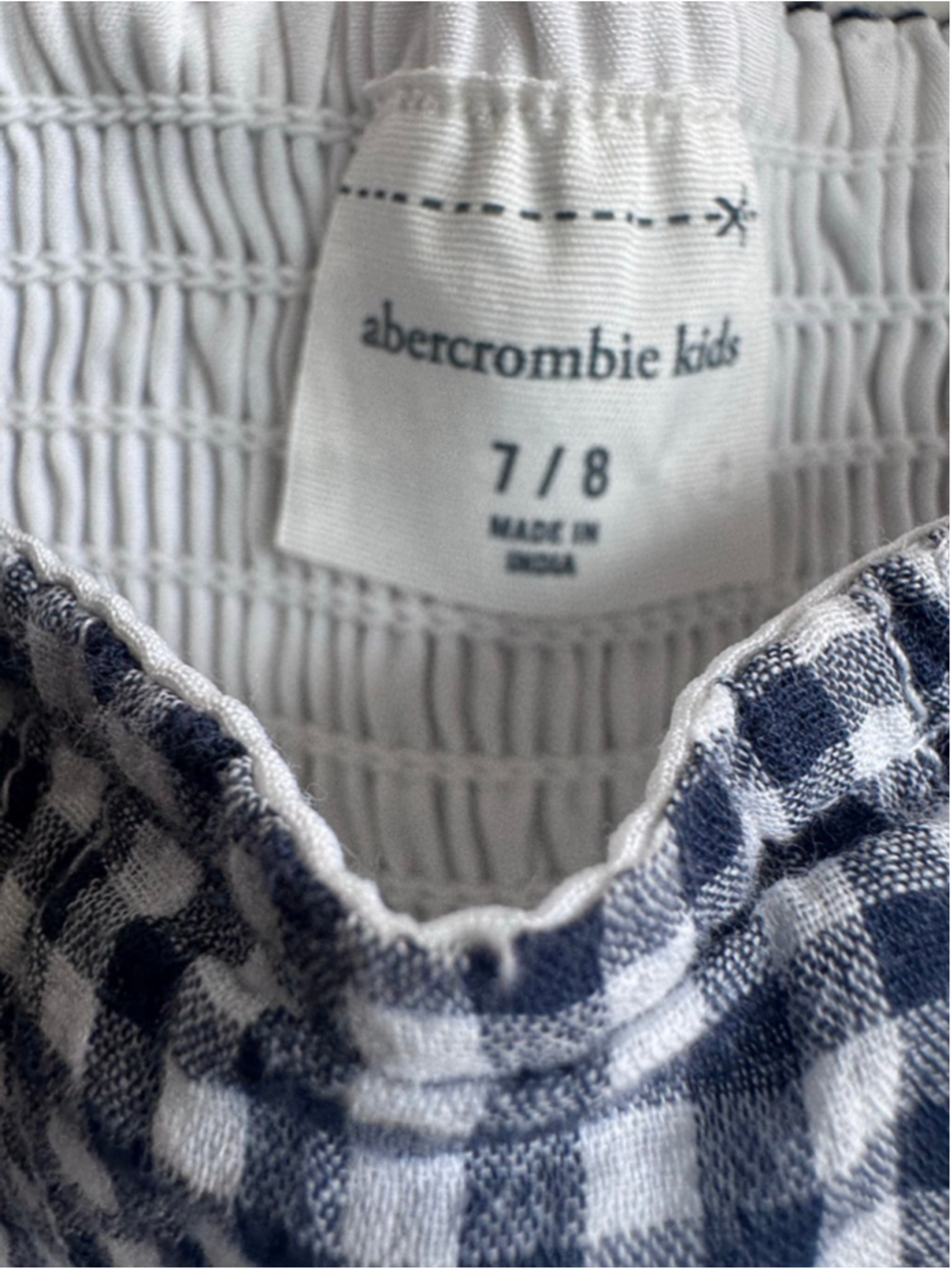 Girls Abercrombie Kids Casual Dress Size 7 Blue and White Gingham - Picture 2 of 5